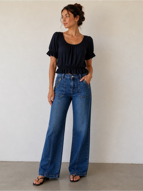 Pilcro and the Letterpress Denim - Pilcro The Letterpress Anthropologie Wide Leg Jeans Size 27 High Rise Denim